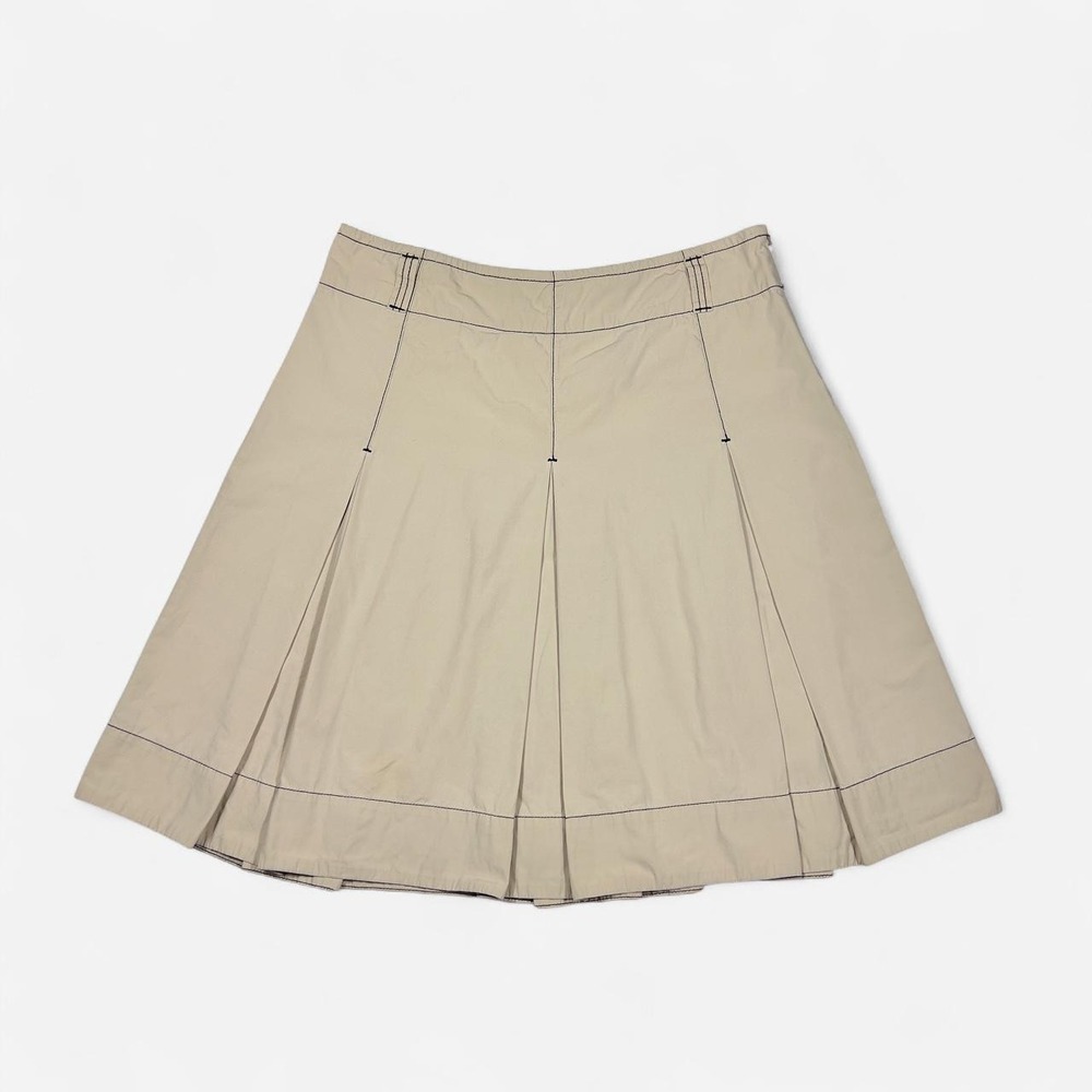 Vintage 90s/Y2K DKNY Jeans Pleated Khaki Tan Midi Skirt